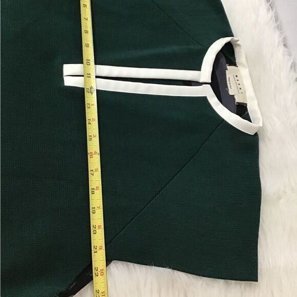 Marni Green V-Neck Faux Leather Trim Sleeveless Top Size 42 - Picture 8 of 13